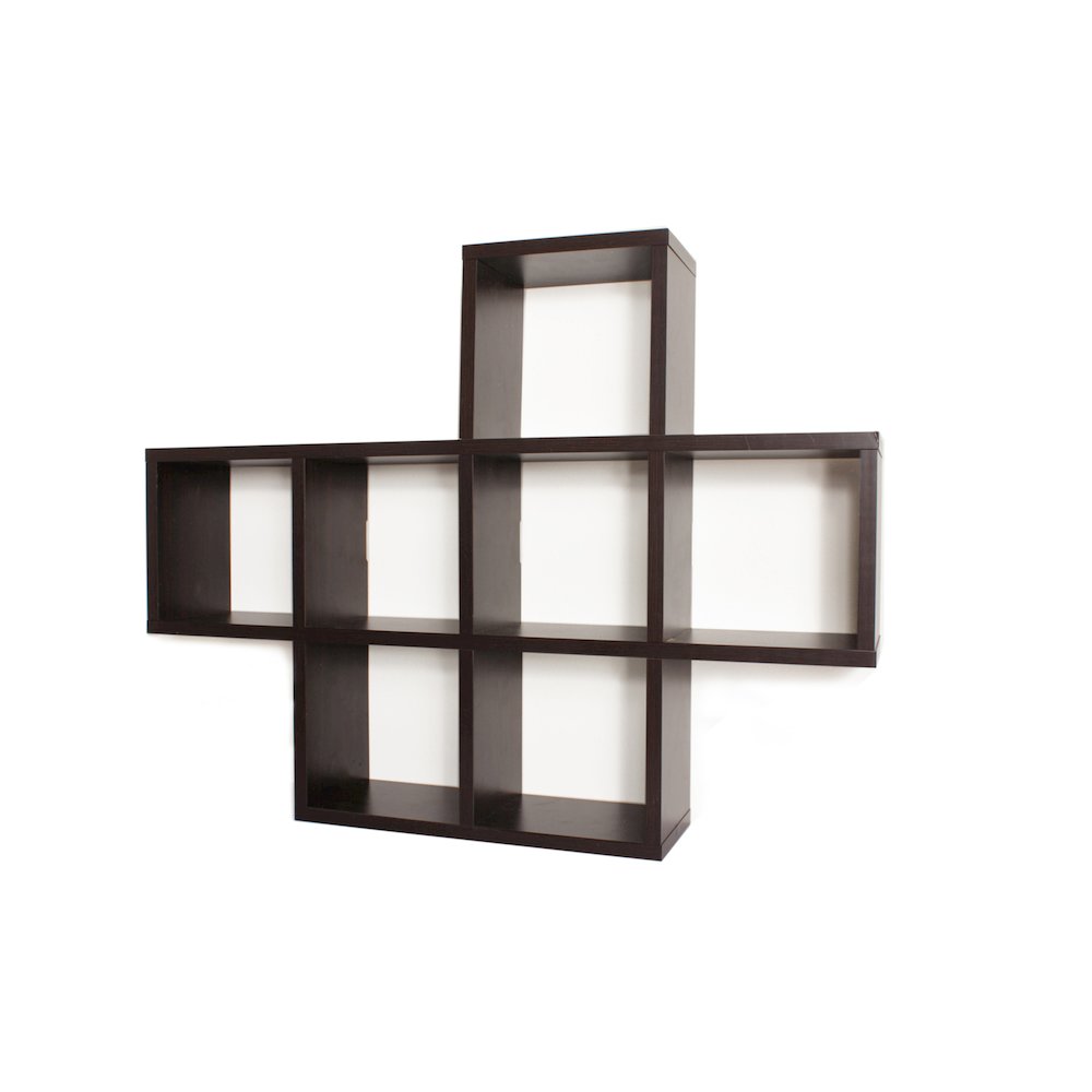 Cubby Laminated Walnut Veneer Shelving Unit. Picture 1