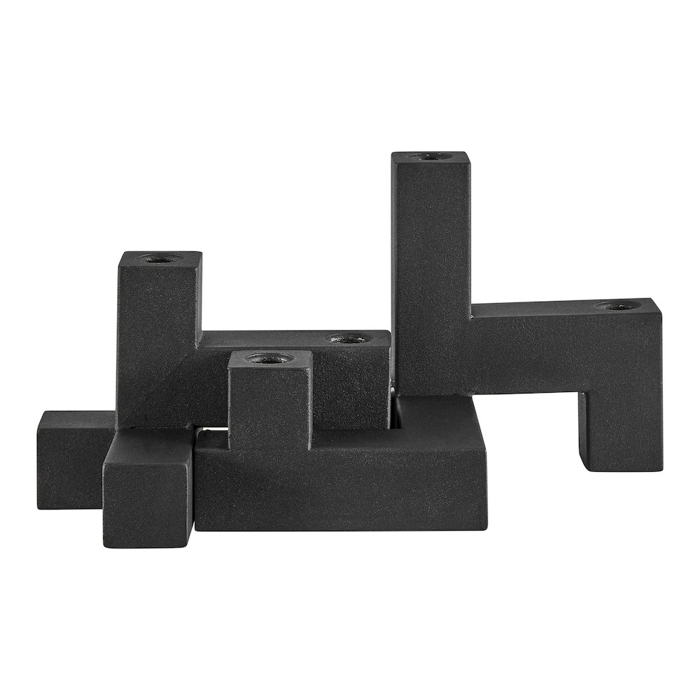 Contemporary Black Metal 2-Piece Stacking Candelabra Taper Candle Holder Set. Picture 9