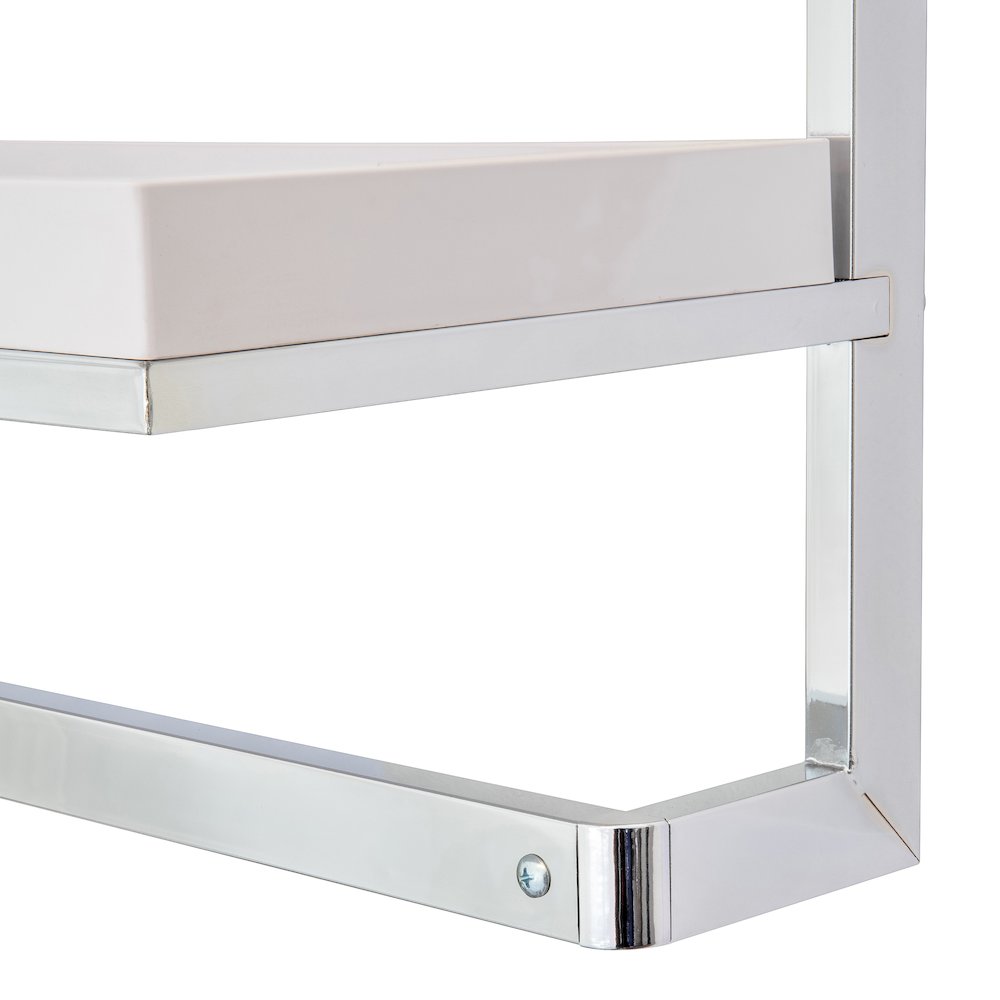 Bathroom Wall Mounted Chrome Towel Rack and Shelf with Removable White Tray. Picture 6