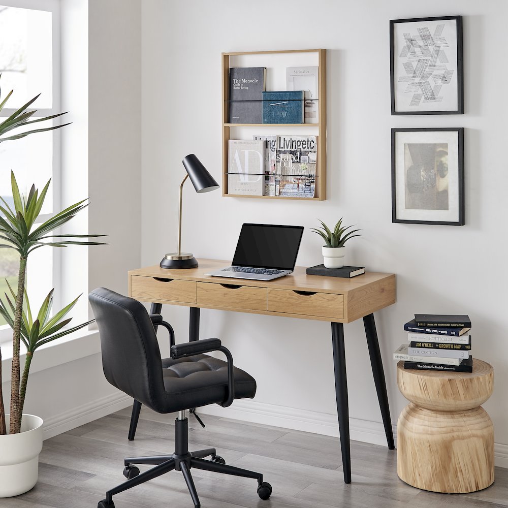 Steiner Beech Square 2-Tier Kids Book or Toy Figure Wall Bookshelf - Black Rods. Picture 8