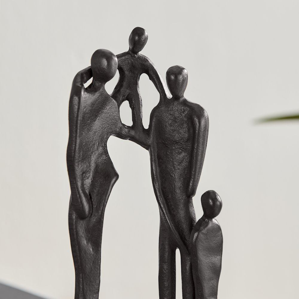 Brown Cast Iron Abstract Family of Four Together Sculpture. Picture 4