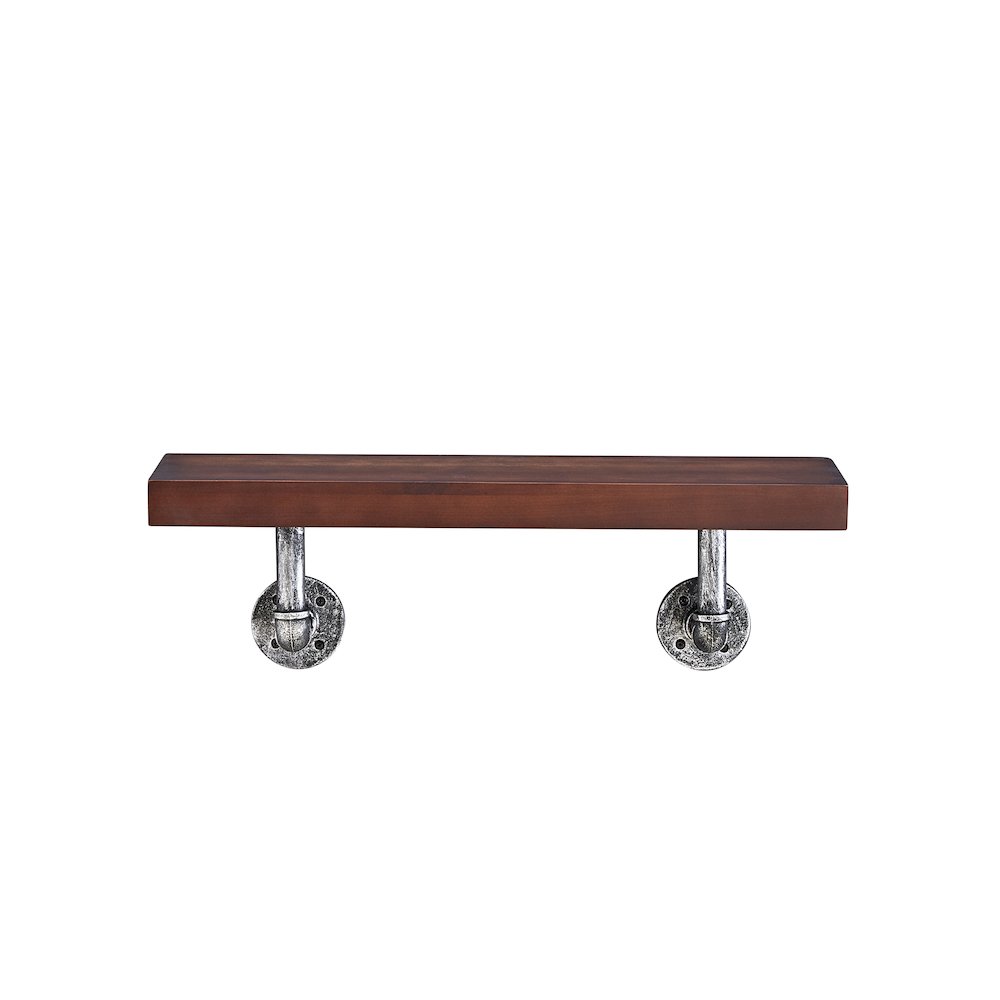 24" x 7" Floating Pipe Industrial Rustic Wall Mount Shelf – Umber Mocha. Picture 1