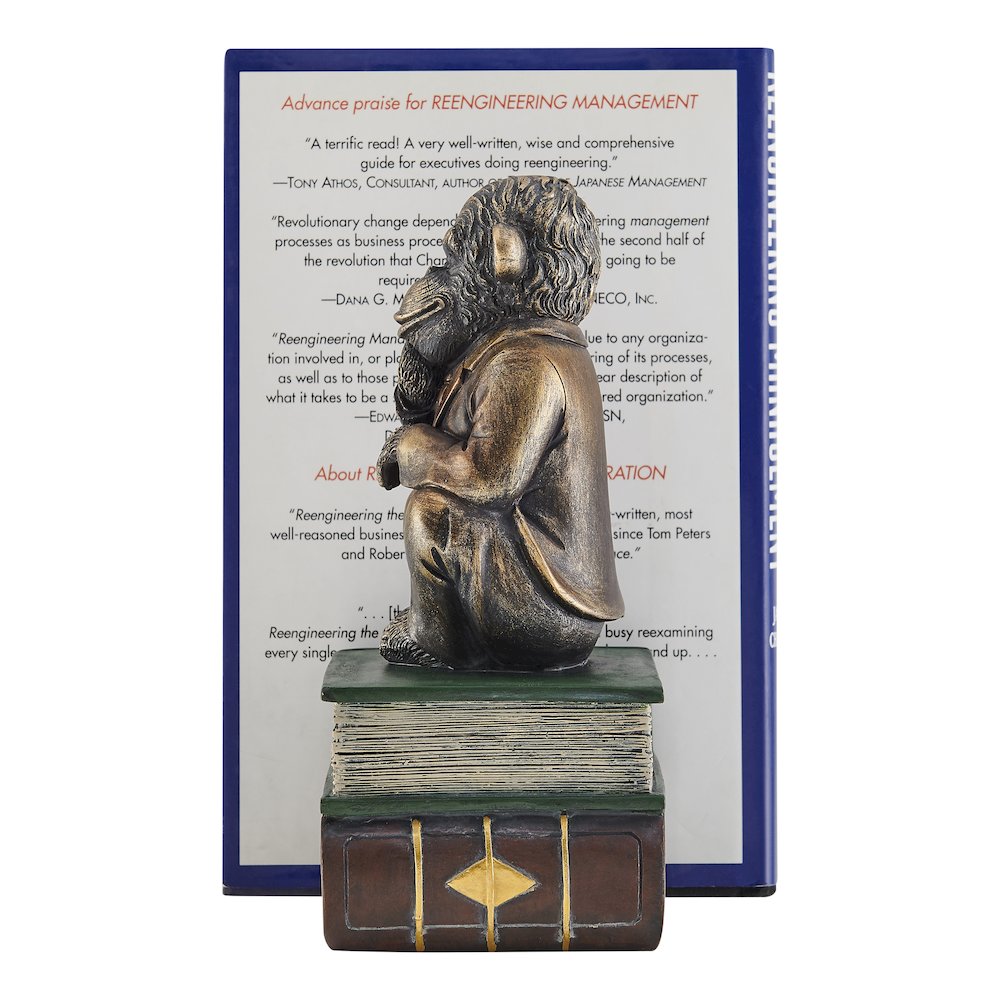 Monkeys on Books Polyresin Antique Patina Finish Bookend Set of 2. Picture 10