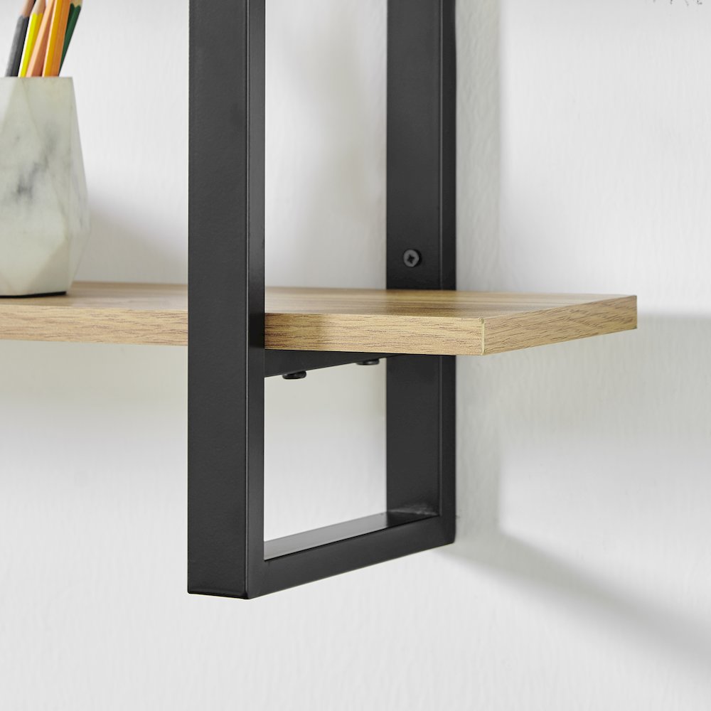 Rio Three Tier Floating Bracket Wall Shelf - Chestnut. Picture 6