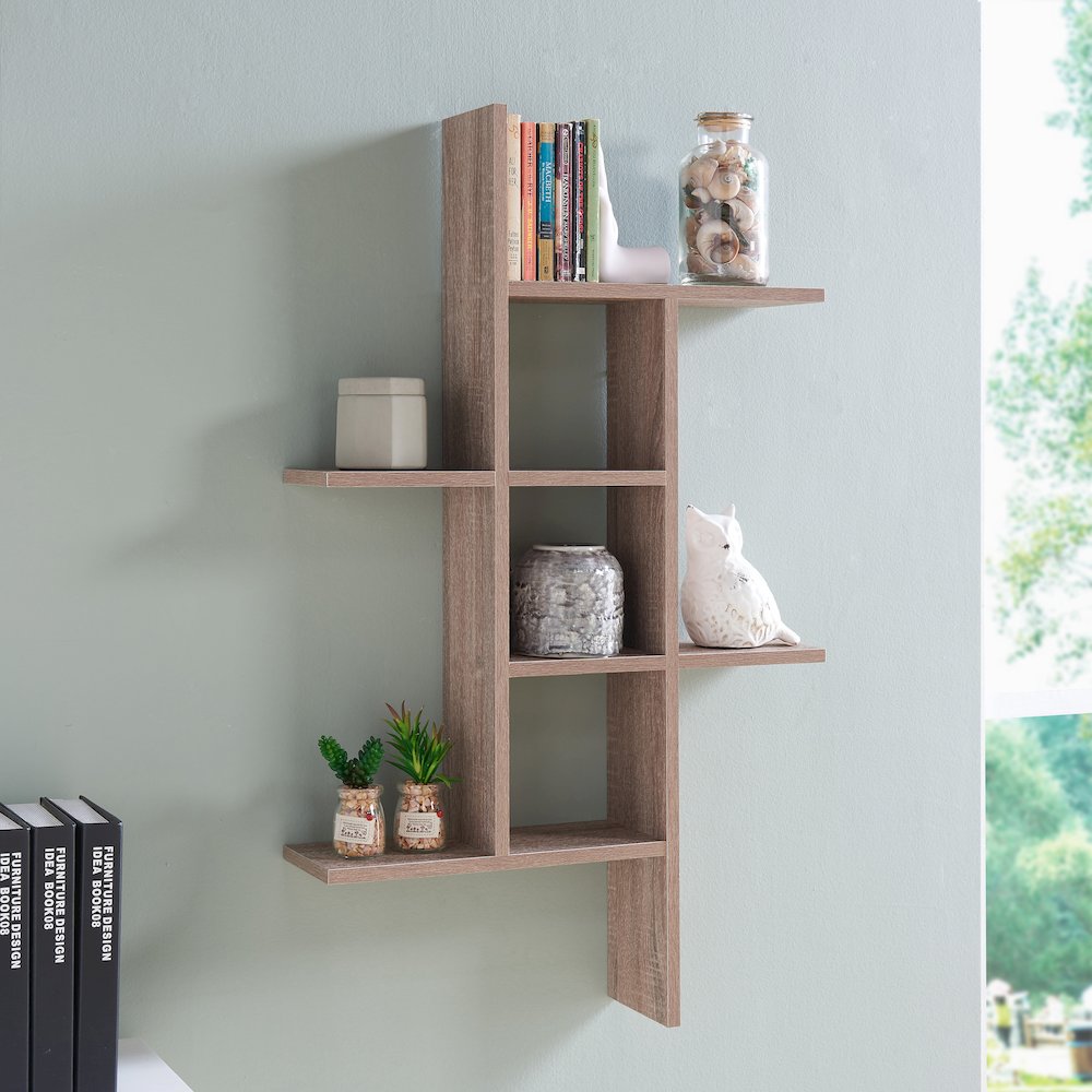 Cantilever Wall Shelf - Weathered Oak. Picture 2