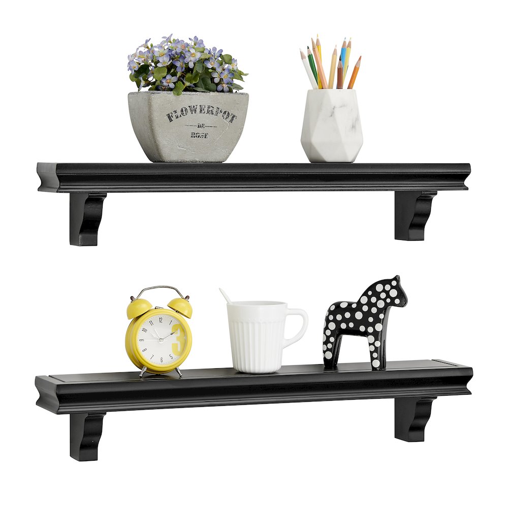 Decorative 24" Wall Decor Display Ledge Shelves – (Set of 2) - Black. Picture 7