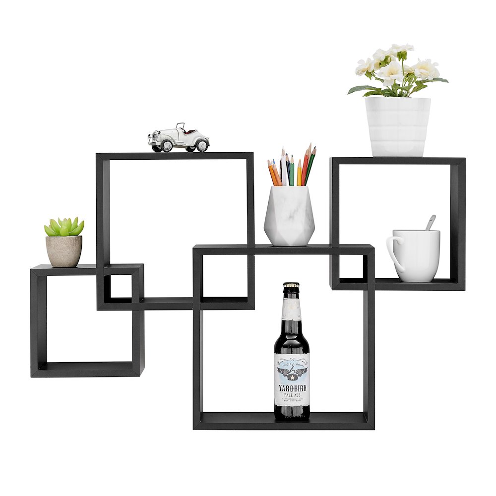 Blocchetto Intersecting Cubes Wall Shelf - Horizontal/Vertical - Black. Picture 10