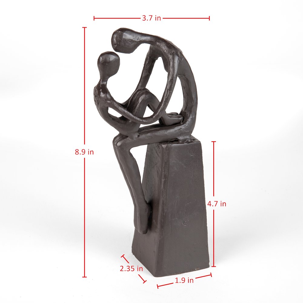 Mother and Child Tender Embrace Cast Iron Sculpture. Picture 2