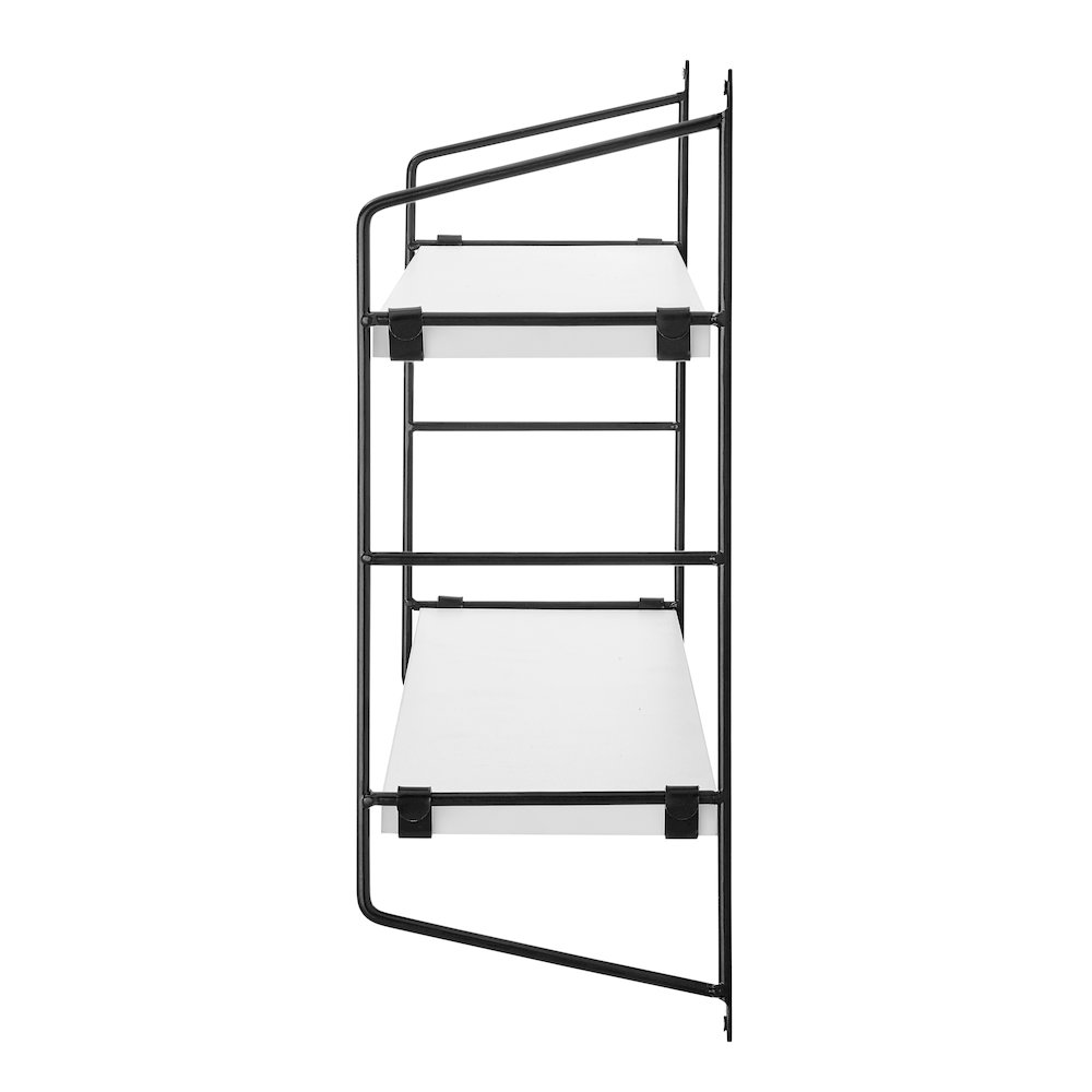 Severini Floating Bracket Farmhouse Two-Tier Wall Shelf - Black/White. Picture 10
