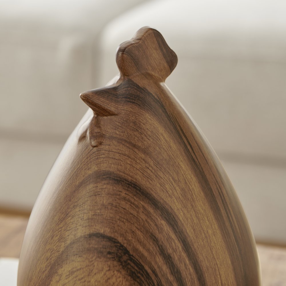 Hona Set of 2 Modern Walnut Finish Tabletop Hen Chicken Sculpture Figures. Picture 6