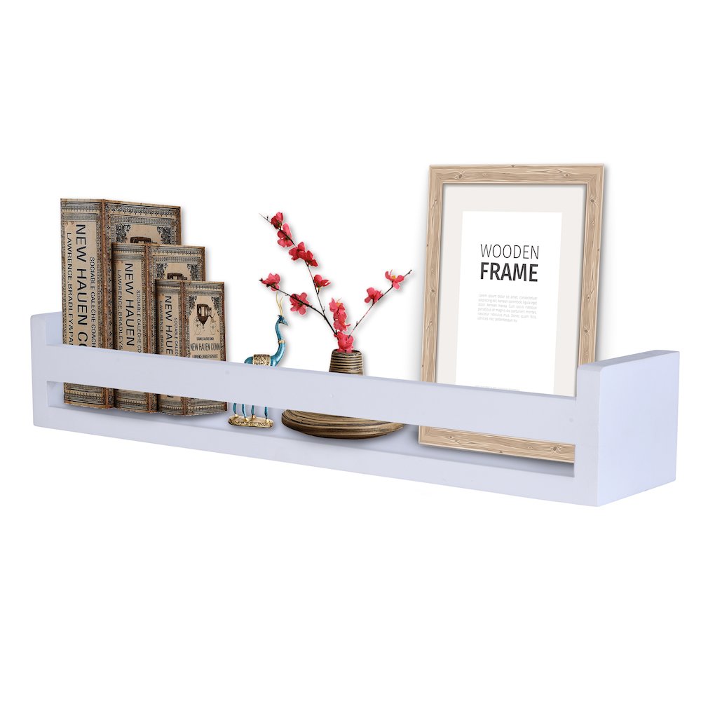 Single Tier 18" Wall Mount Decorative Spice Organizer Rack Shelf– White. Picture 3