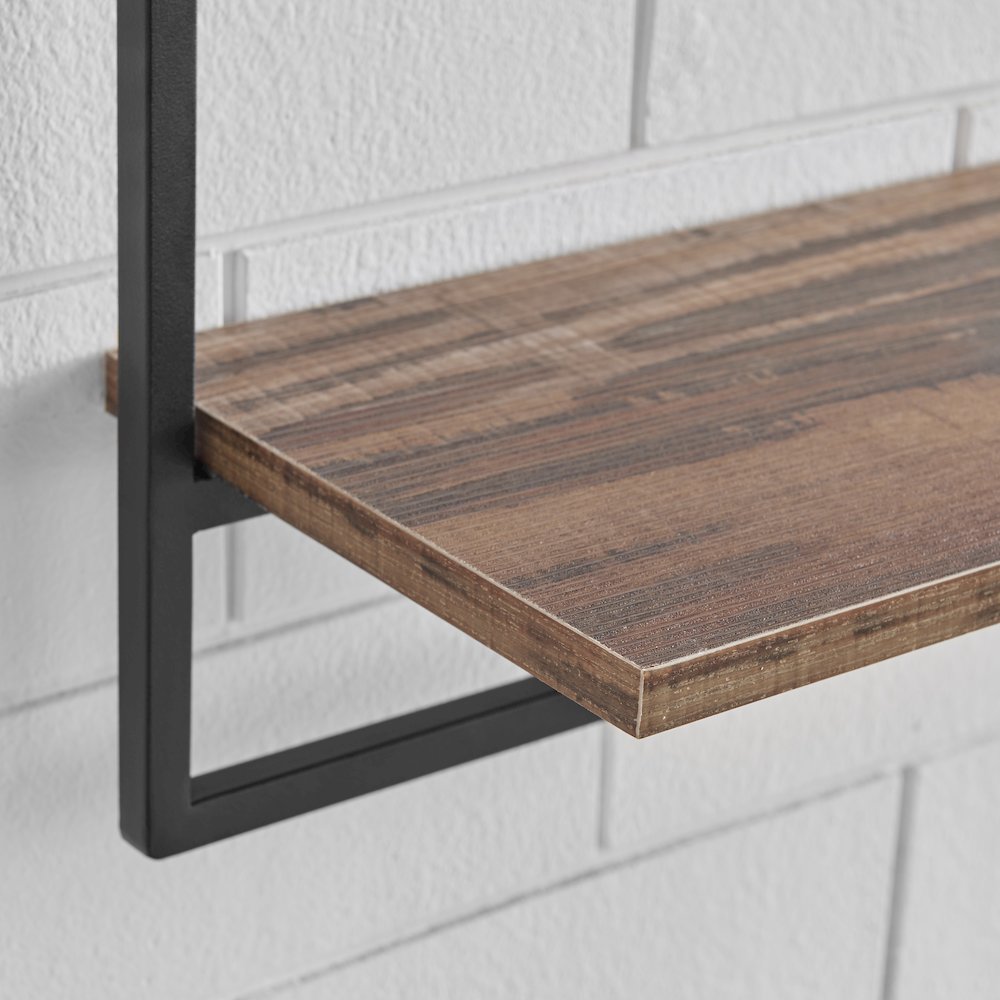 Framed Wall Art 4-Piece Modern Shelf Set - Black Metal and Rustic MDF Shelves. Picture 5