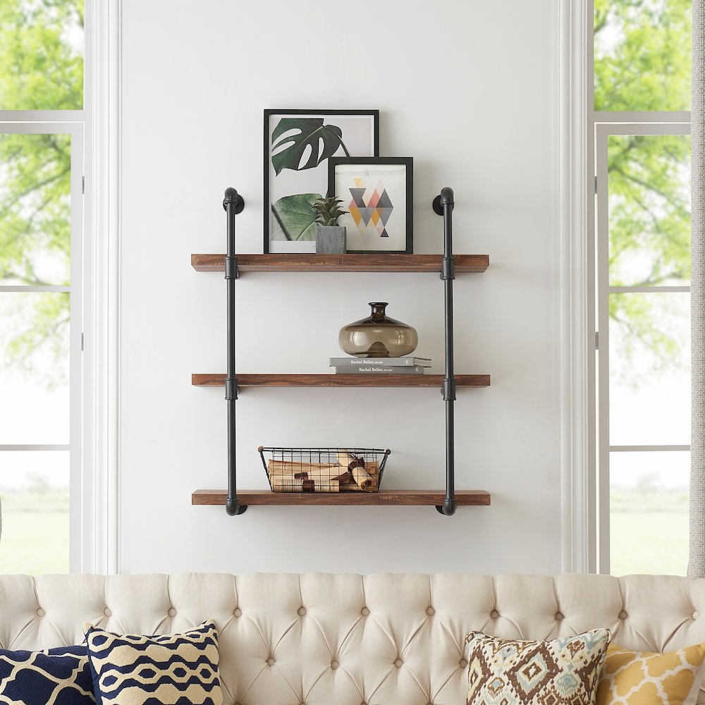 Three Tier Industrial  Pipe Wall Shelf. Picture 4
