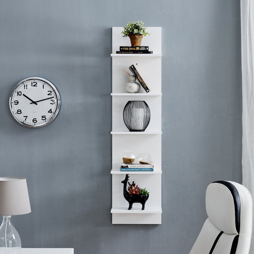 White Finish Wide Column Wall Shelf. Picture 3