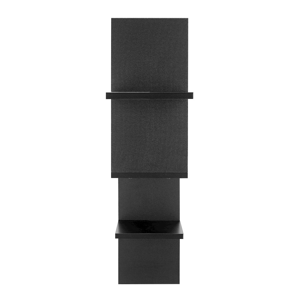 3-Tier Ladder Cantilever Asymmetrical Cubby Accent Wall Shelf – Black. Picture 11