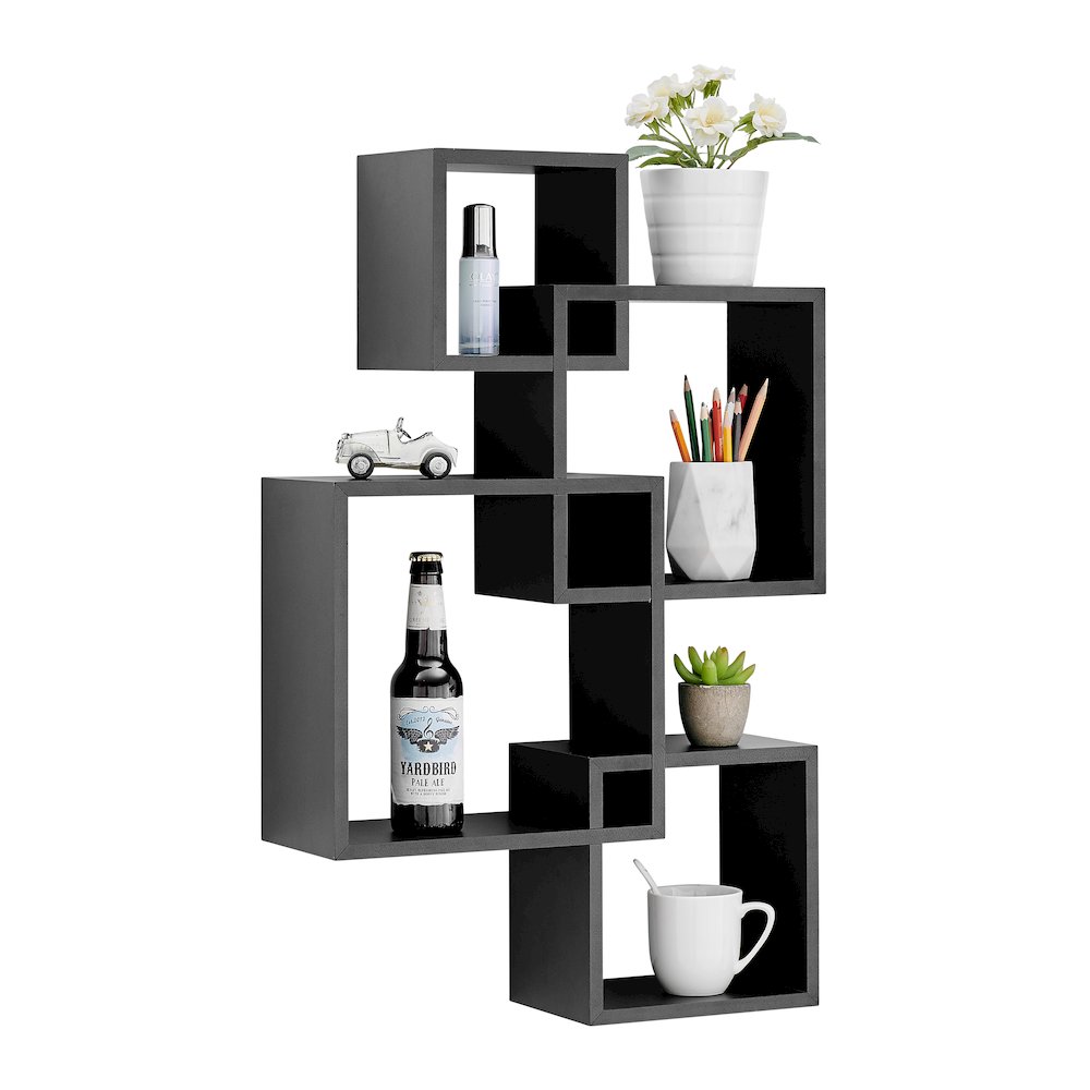 Blocchetto Intersecting Cubes Wall Shelf - Horizontal/Vertical - Black. Picture 13