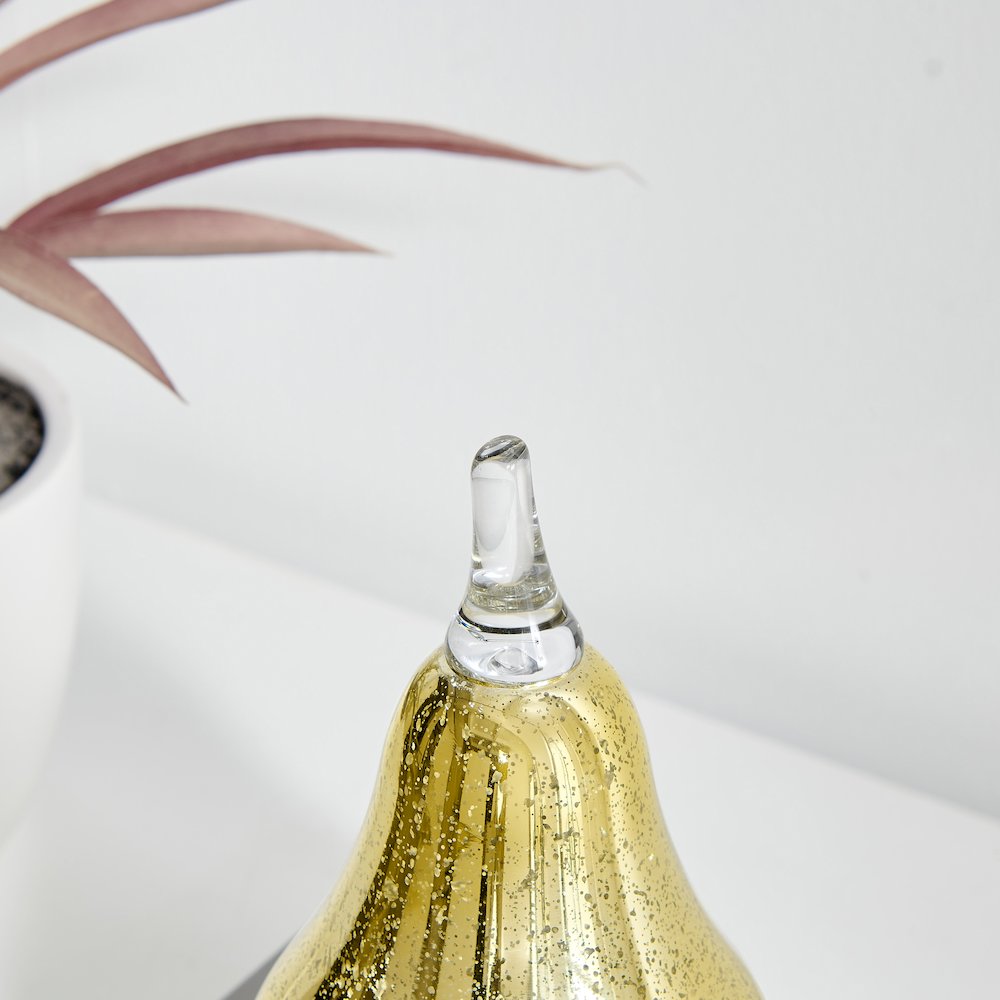 Alloya Pear Decorative Accent Tabletop Glass Sculpture Figure - Gold. Picture 5