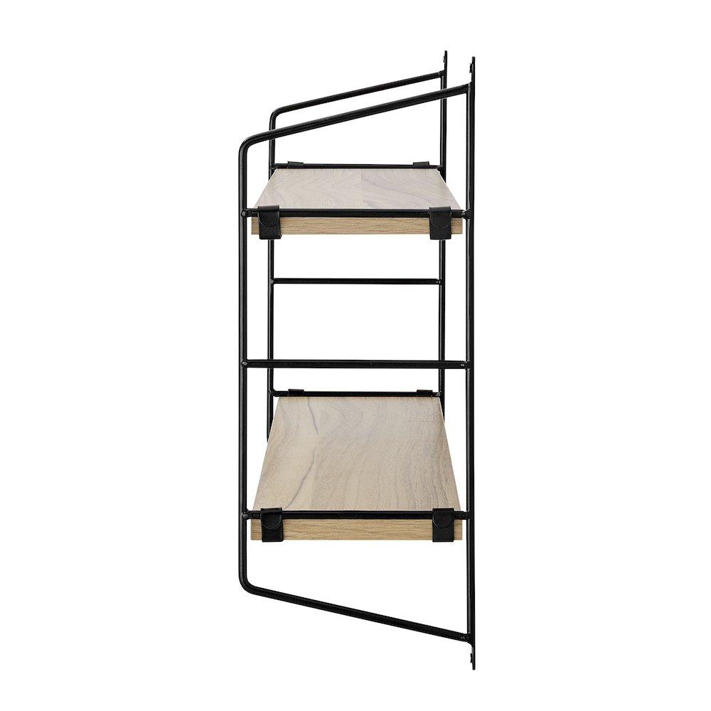 Severini Floating Bracket Farmhouse Two-Tier Wall Shelf - Black/Chestnut. Picture 10