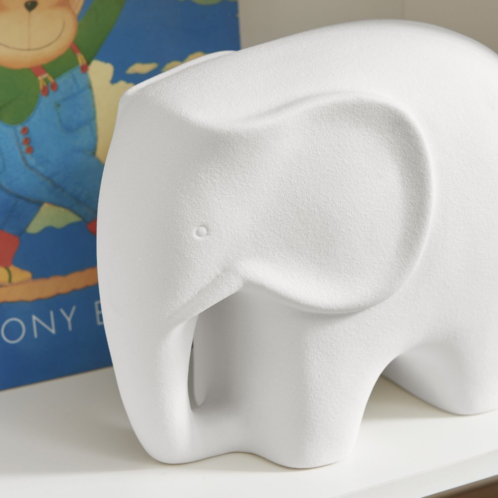Abstract Minimalist Elephant Decorative Accent Matte Ceramic Sculpture Figure. Picture 5