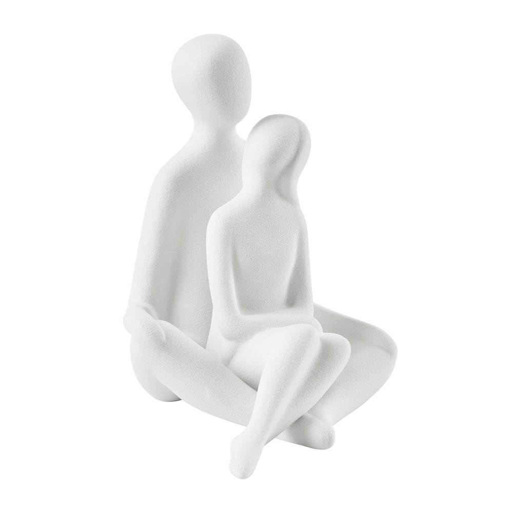 Abstract Sitting Couple Decorative Accent Matte Ceramic Sculpture Figure Set. Picture 6