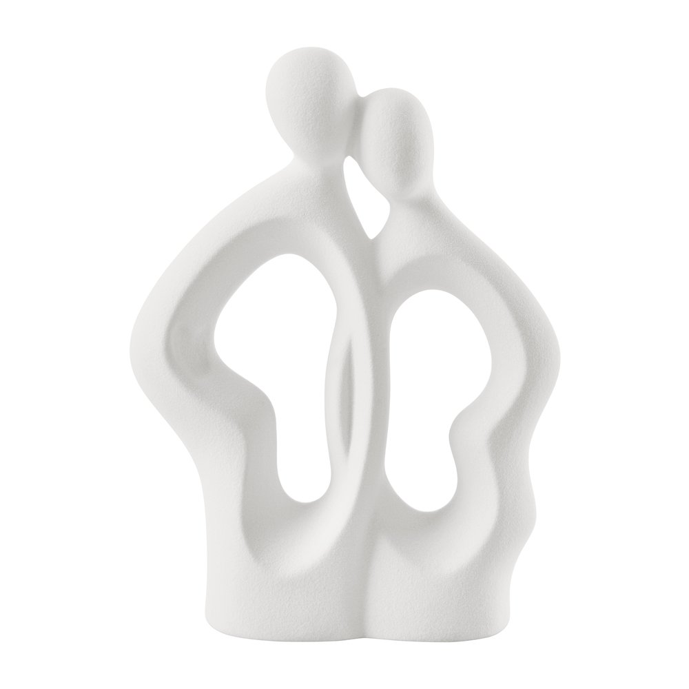 Abstract Embrace Couple Decorative Accent Matte Ceramic Sculpture Figure. Picture 1