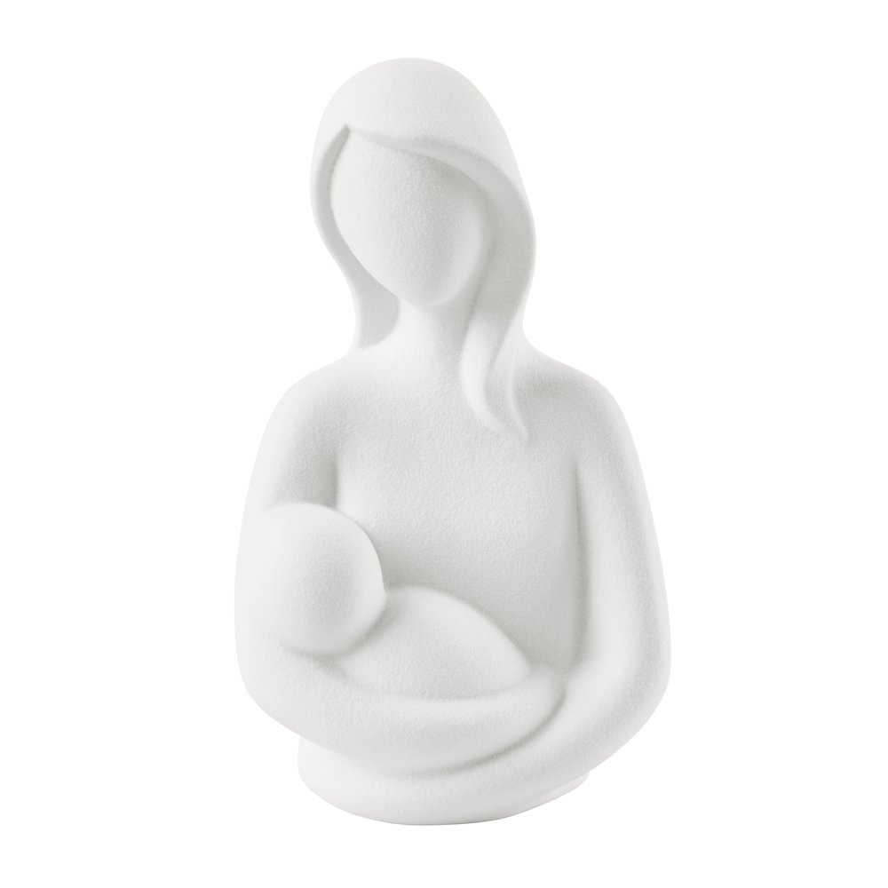 Abstract Mother Holding Baby Decorative Accent Matte Ceramic Sculpture Figure. Picture 1