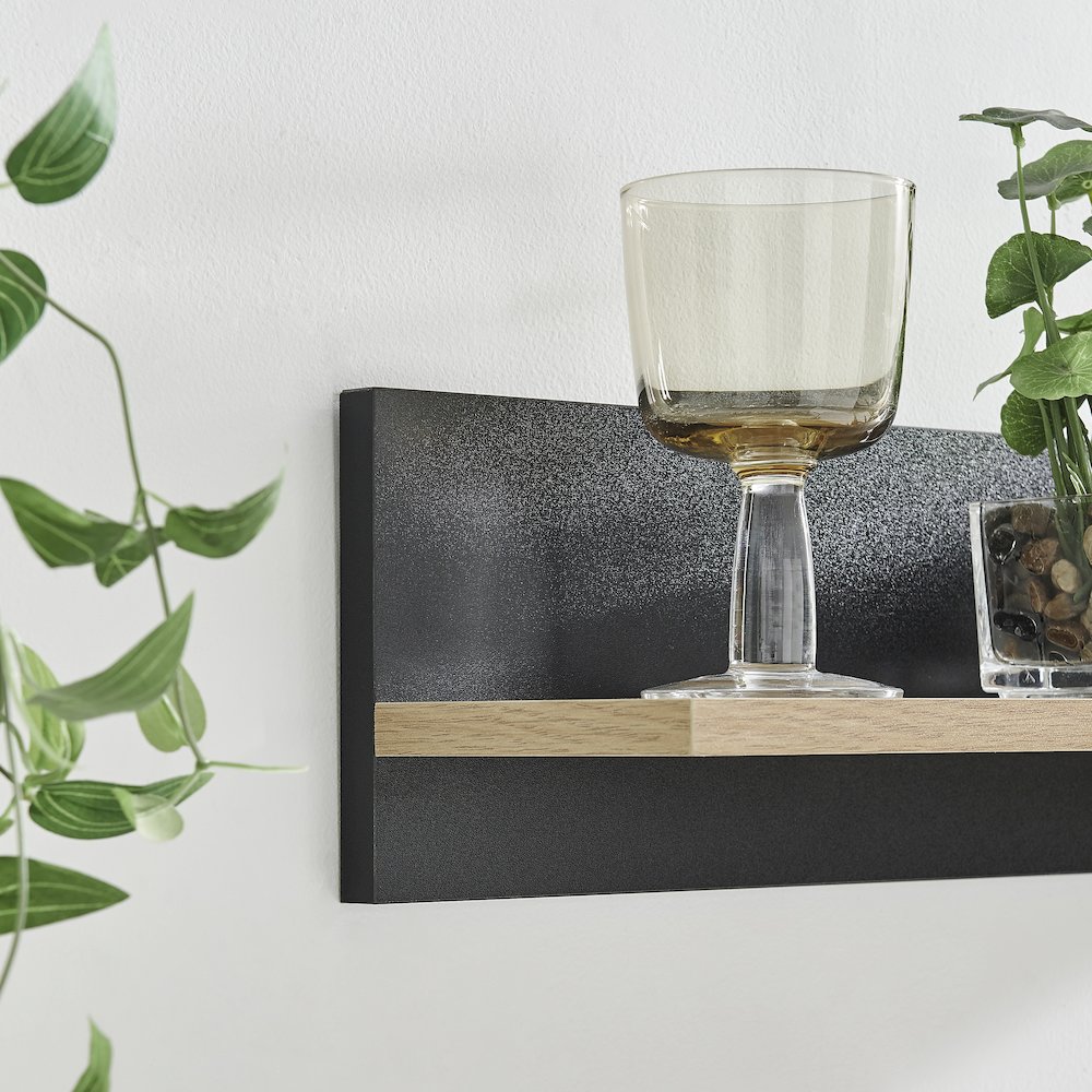Repose Display Photo Ledge Shelf Set of 2 - Black/Chestnut. Picture 8
