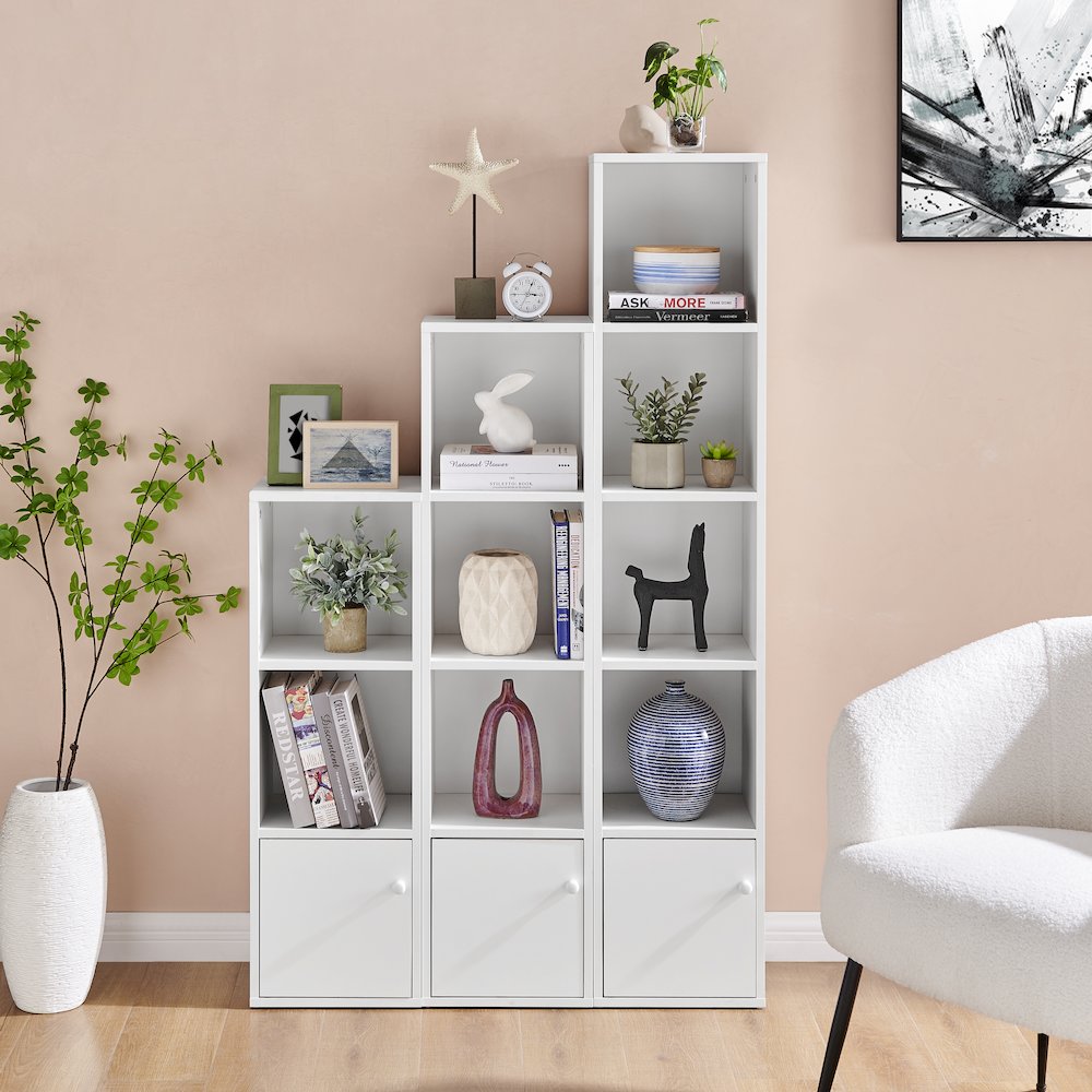 Marcel Cubes Modular Storage Cubby Cabinet Shelf Units (Set of 3) - White. Picture 2