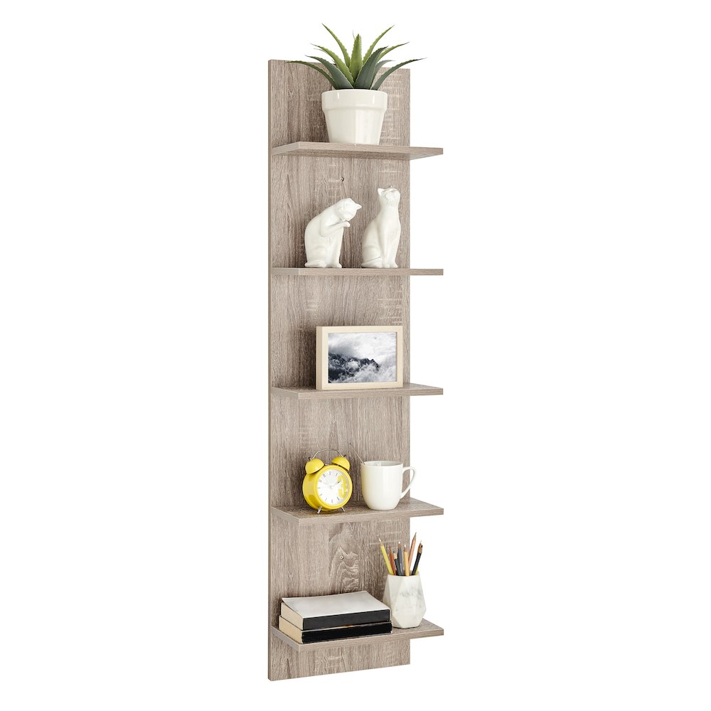 Weathered Oak Finish Wide Column Wall Shelf. Picture 10