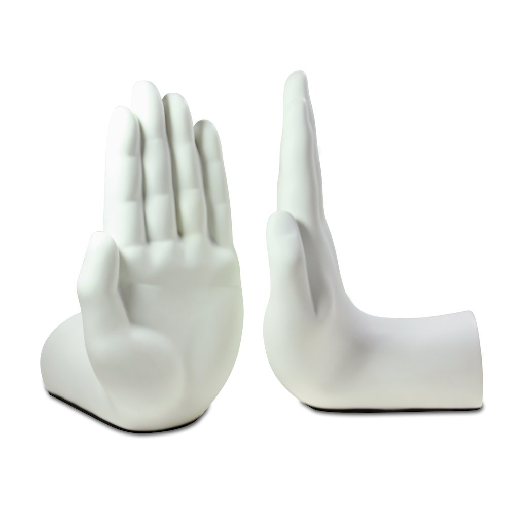 White "Hands" Bookend Set of 2. Picture 1