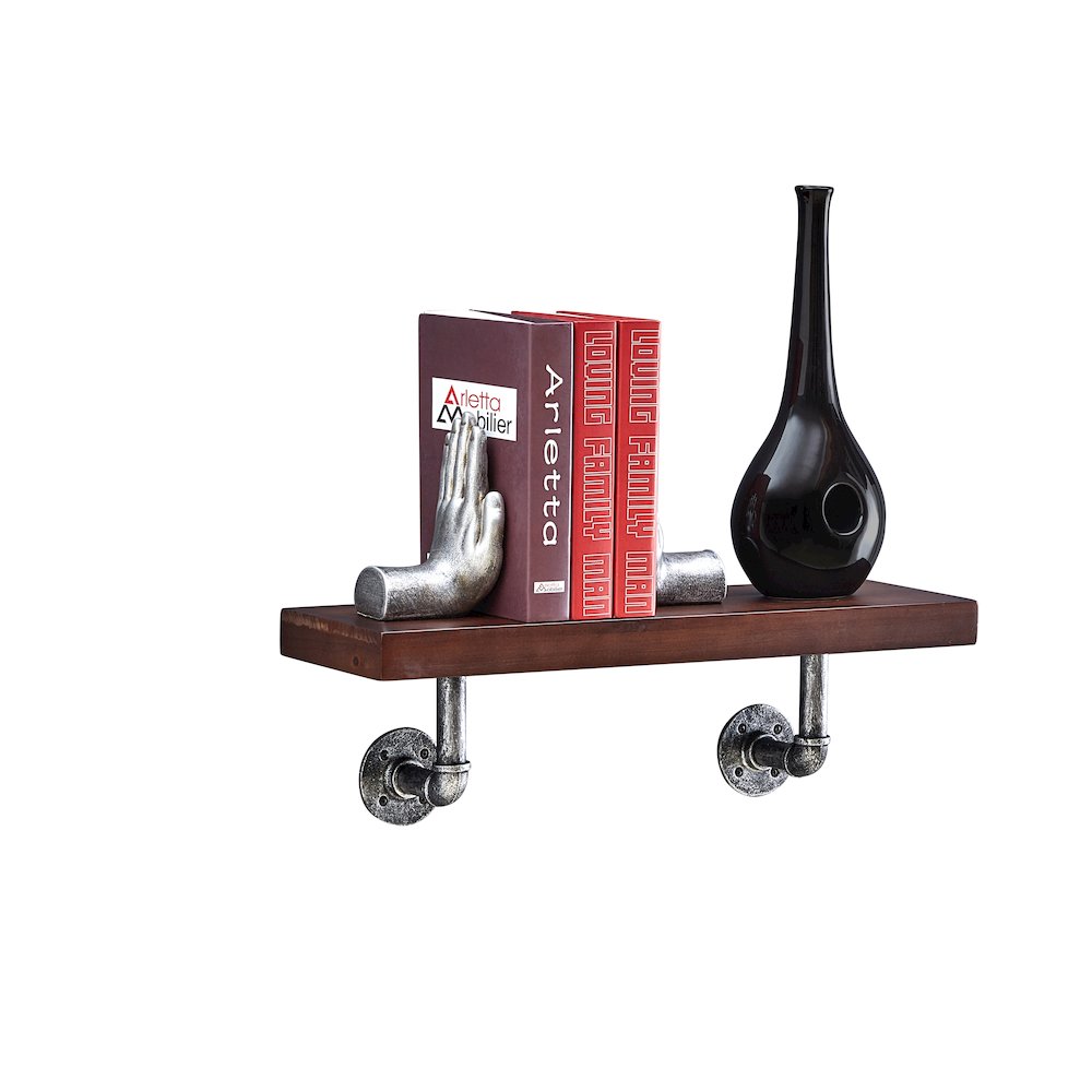 24" x 7" Floating Pipe Industrial Rustic Wall Mount Shelf – Umber Mocha. Picture 4