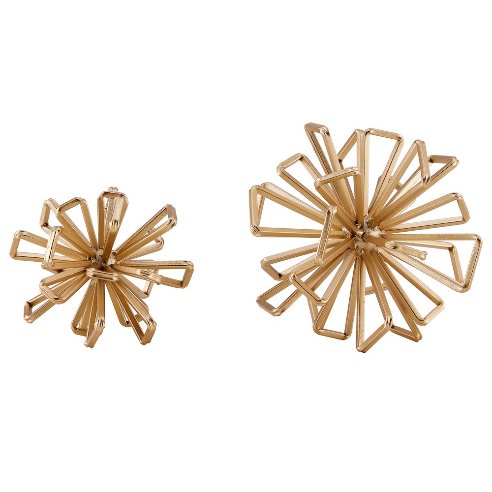Geometric Gold Starburst Sculpture Set of 2. Picture 1