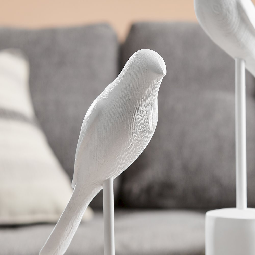 Ren Bird Perched White Ornament Sculpture Figurines - Set of 3. Picture 5