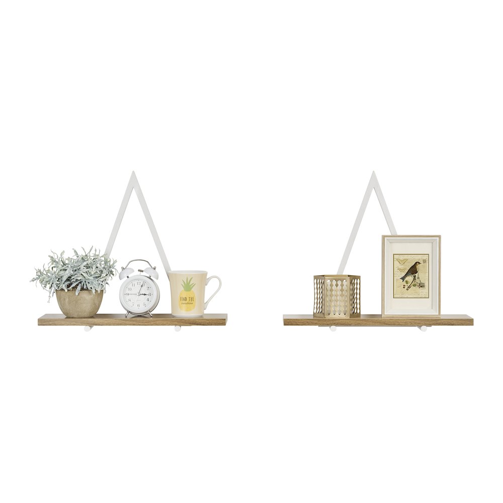 Triangle Accent Wall Shelf Reversible Configuration - White Metal Walnut Finish. Picture 11