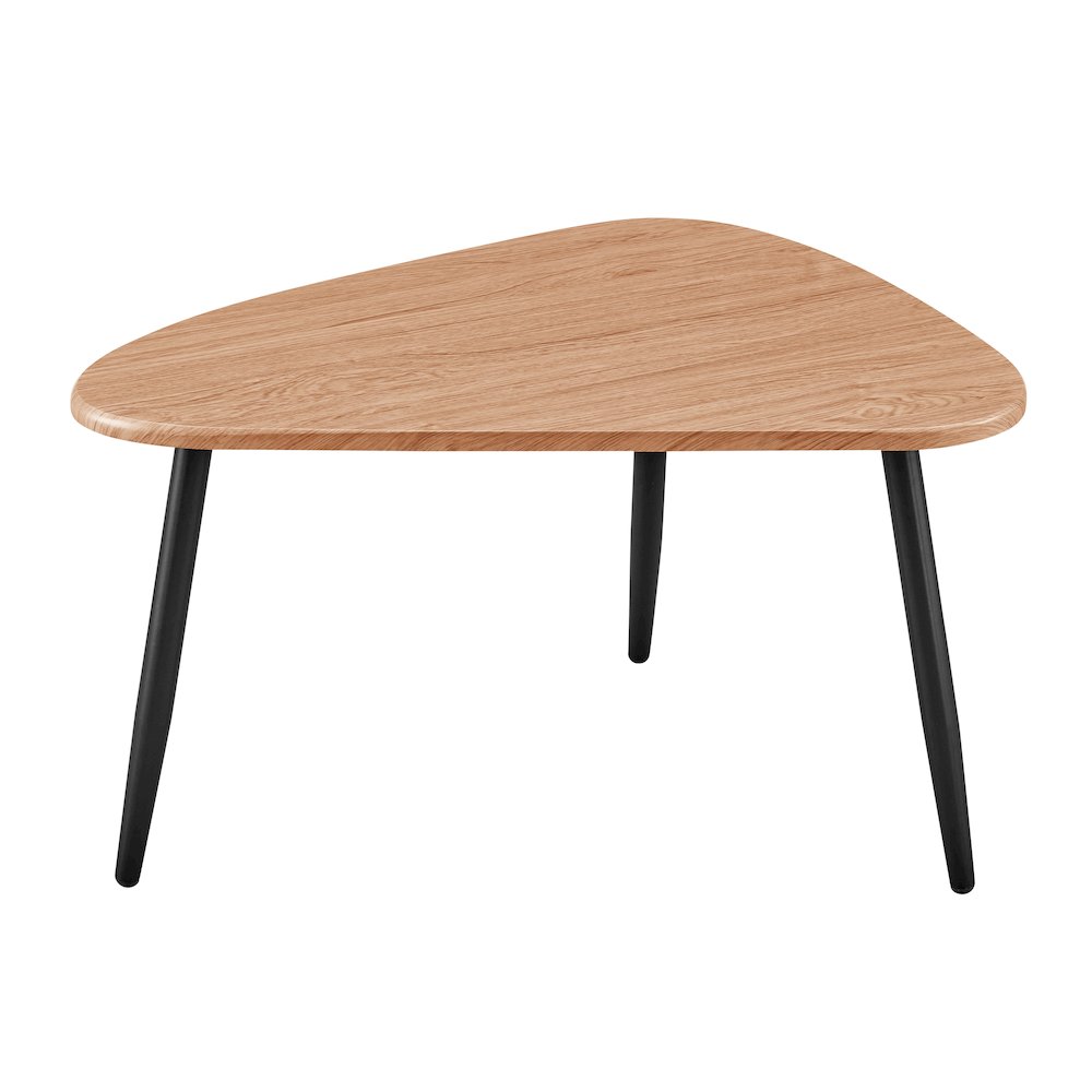 Aurora Oval Teardrop 2 Piece Semi-Nested Coffee Table Set - Natural Brown/Black. Picture 13