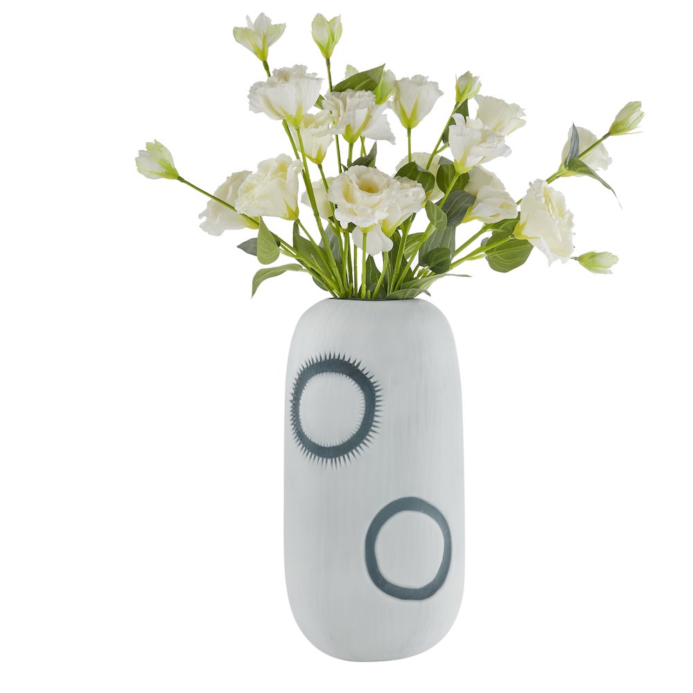 Elara Matte White Navy Oval Opening Tabletop Glass Vase - Cylindrical Large. Picture 8