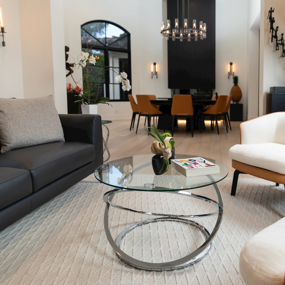 Galaxy Chrome and Tempered Glass Round Coffee Table. Picture 6