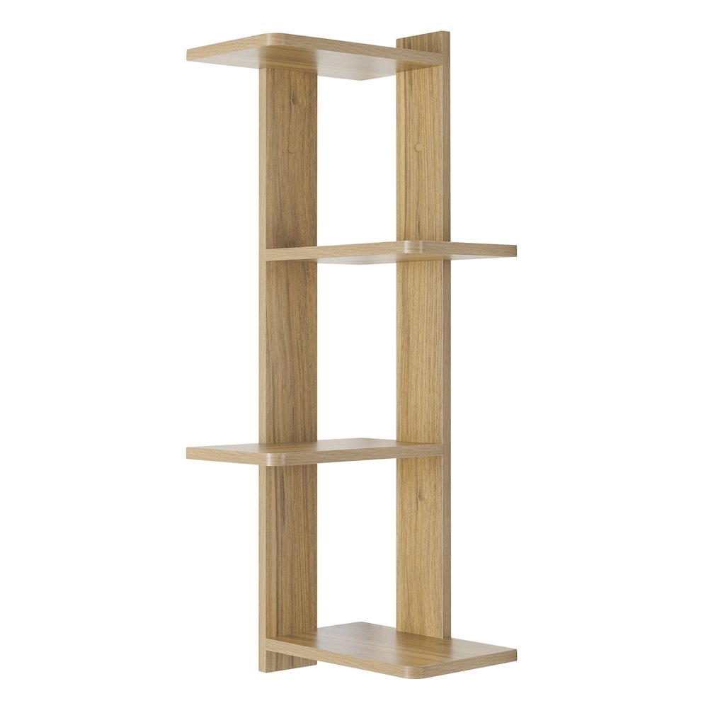 Alvar Corner 4-Tier Floating Ledge Column Wall Shelf - Chestnut. Picture 1