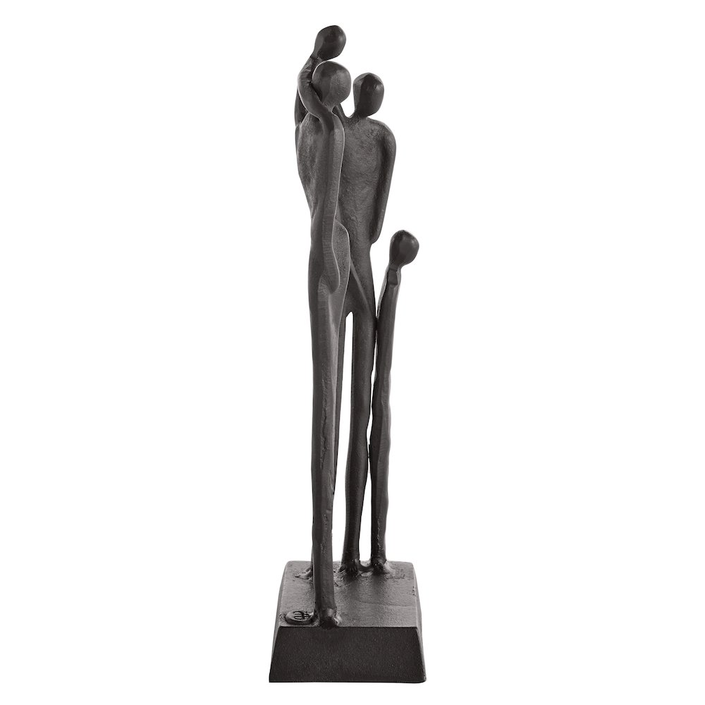 Brown Cast Iron Abstract Family of Four Together Sculpture. Picture 8