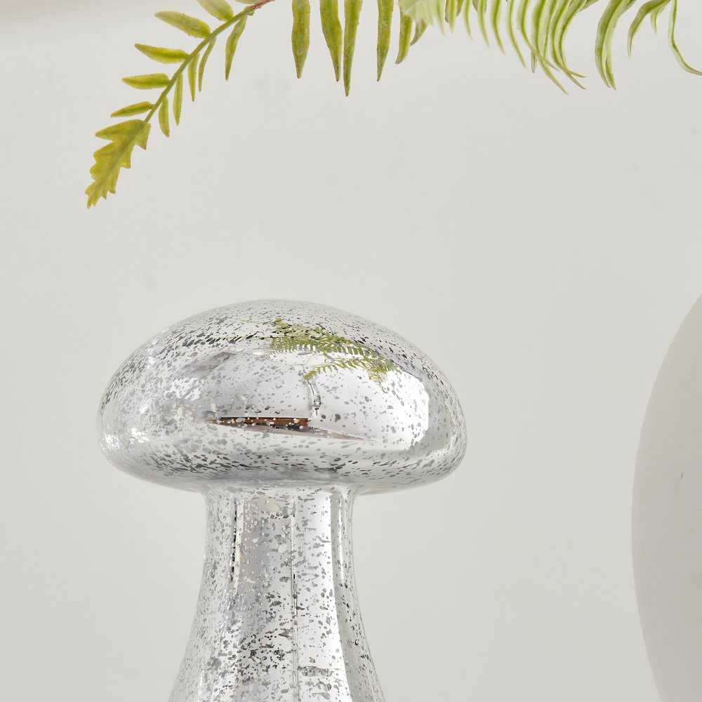 Alloya Mushroom Decorative Accent Tabletop Glass Sculpture Figure - Silver. Picture 5