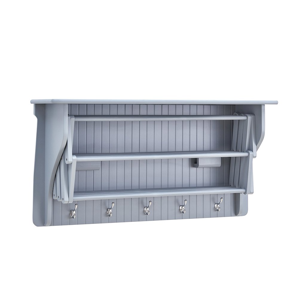 Wall Mounted Retractable Accordion Drying Rack – Light Grey. Picture 4