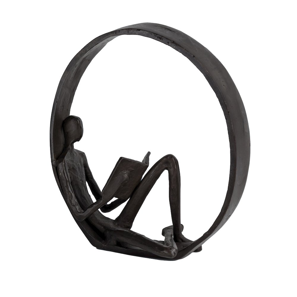 Encircled Reader Iron Sculpture. Picture 1