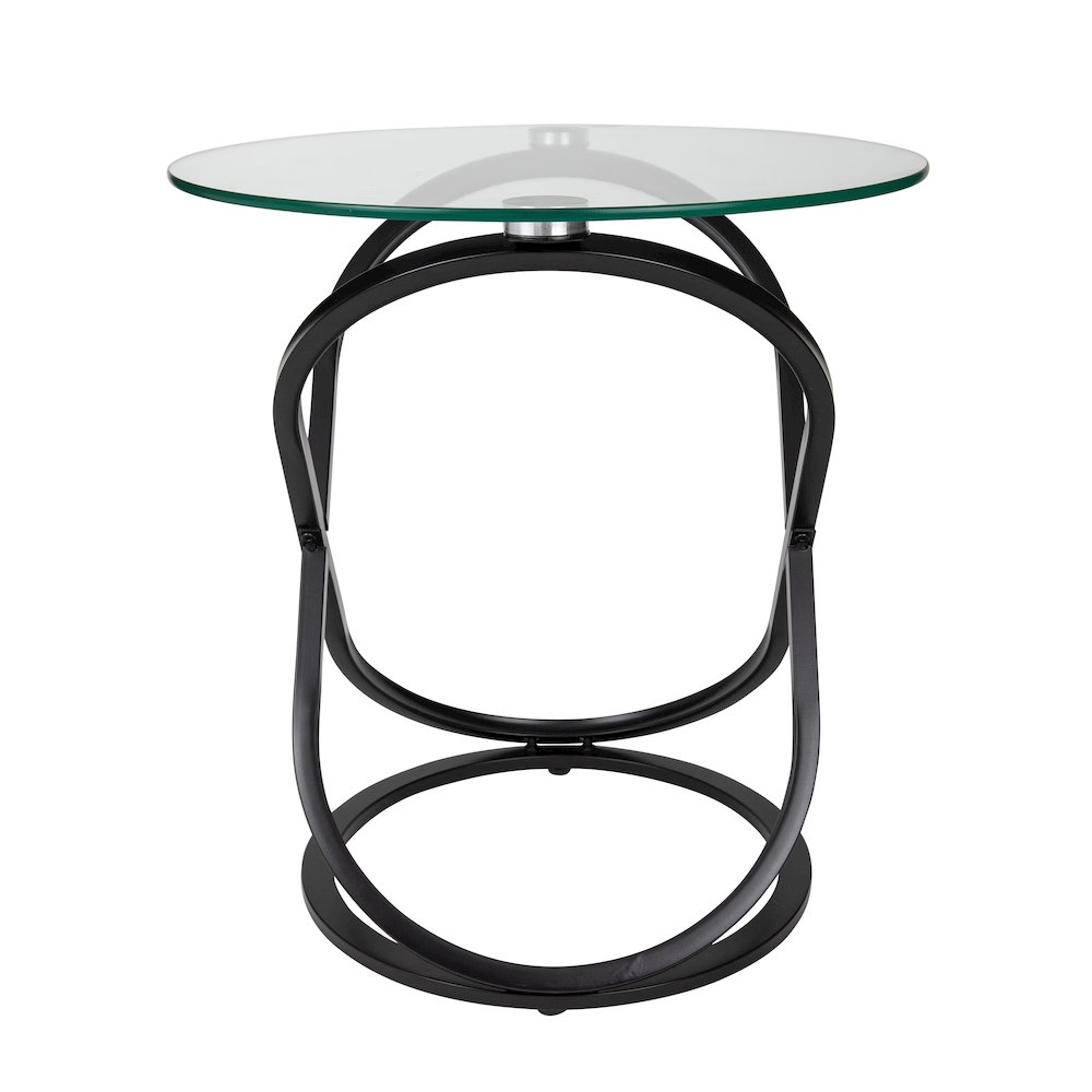 Galaxy Black and Tempered Glass Round End Table. Picture 10