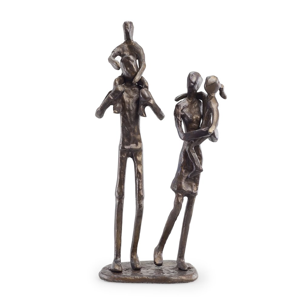 Parents Carrying Children Bronze Sculpture. Picture 1