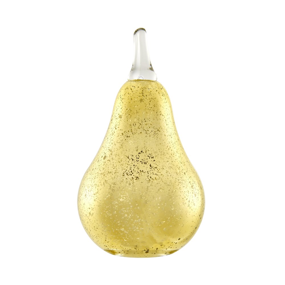 Alloya Pear Decorative Accent Tabletop Glass Sculpture Figure - Gold. Picture 1