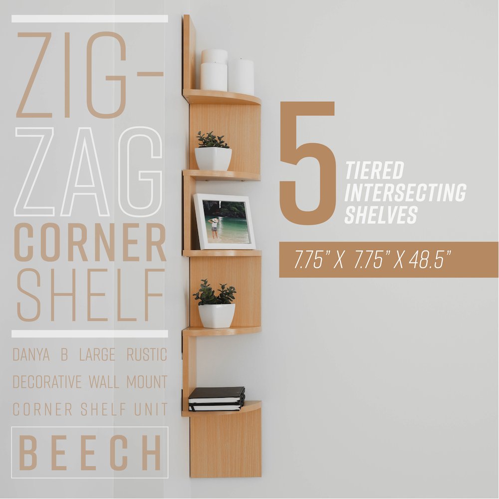 Large Laminated Beech Veneer Corner Wall Mount Shelf. Picture 4