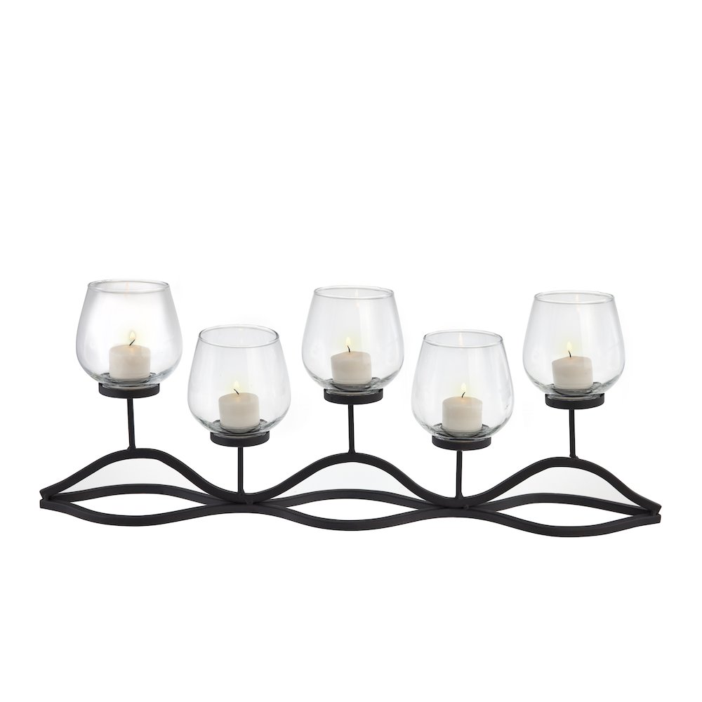Wavy Iron and Glass Hurricane Candleholder. Picture 1