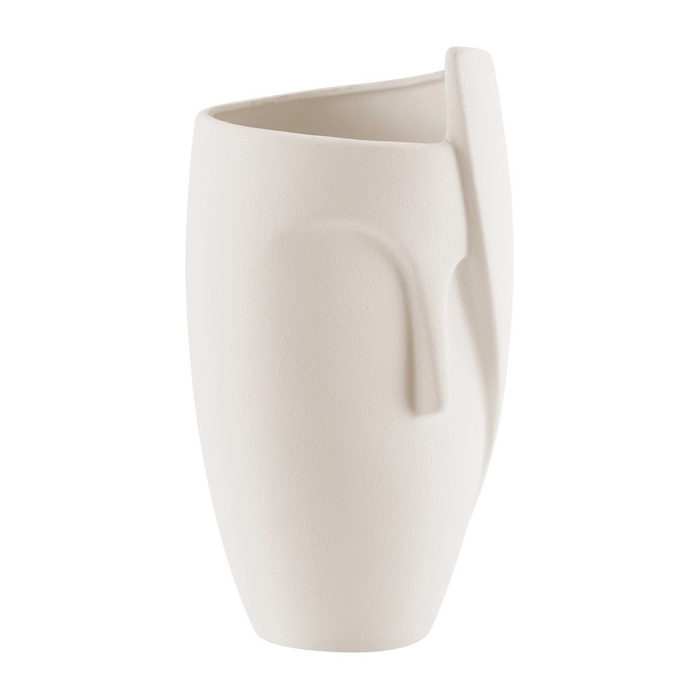 Hans Ansit Cream Abstract Face Matte Ceramic Sculpture Decorative Planter Vase. Picture 8