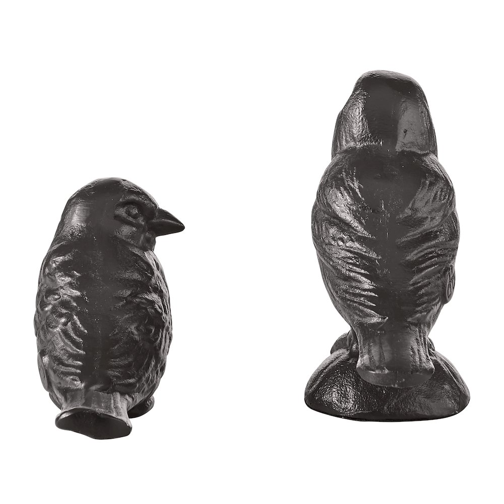 Brown Cast Iron Set of 2 Bird Sculptures - Tabletop Decorative Paperweights. Picture 9