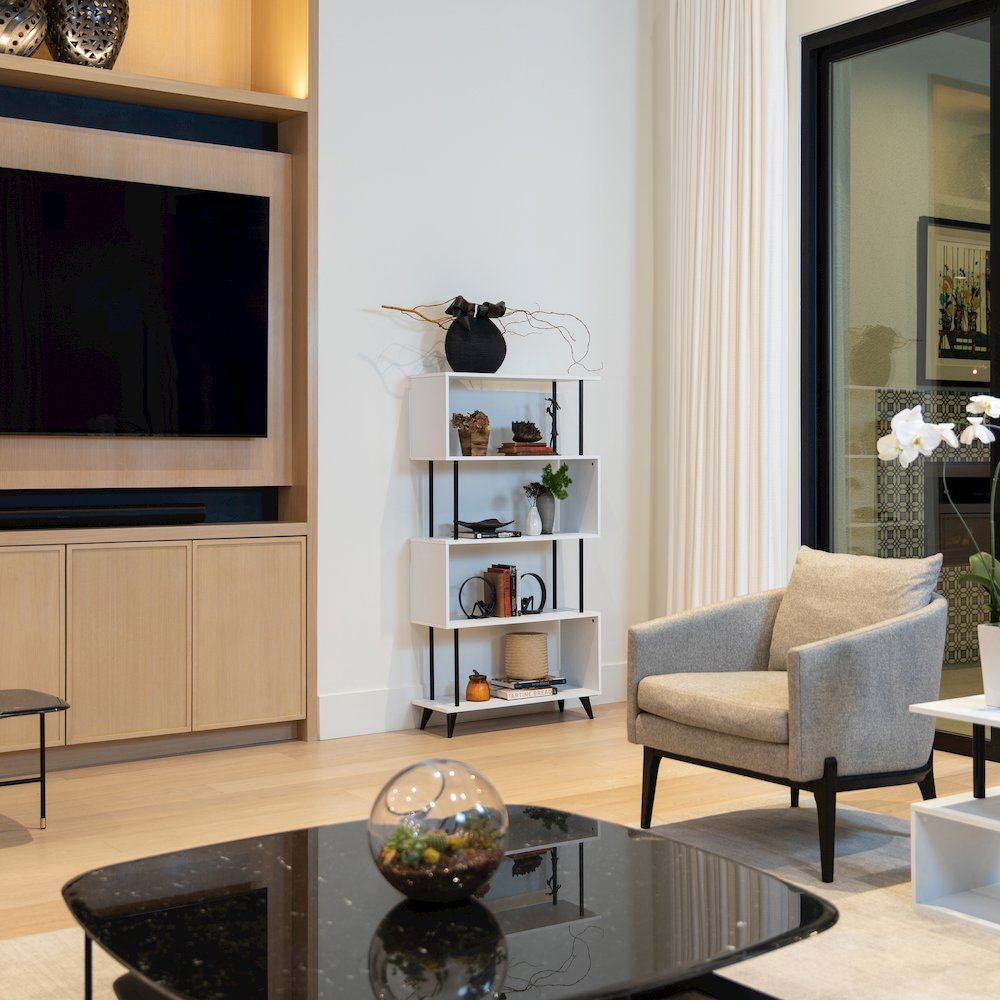 Breuer 5-Tier White S-Shaped Bookcase with Black Hardware Accents. Picture 5
